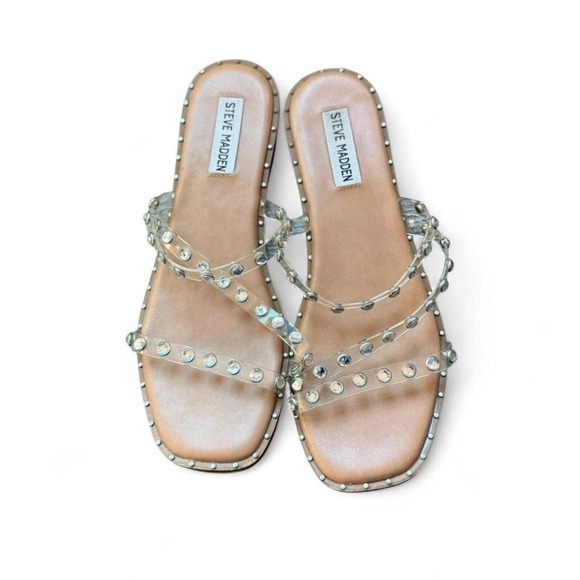 Steve Madden Rhinestone Sandals Edgy Glam Y2K Fairycore Studded Embellished - Picture 2 of 3